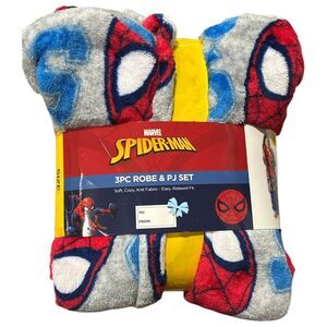 Spiderman - Licensed Character Boys 3-Piece Robe & Pajama Set, Cozy Knit Polyest